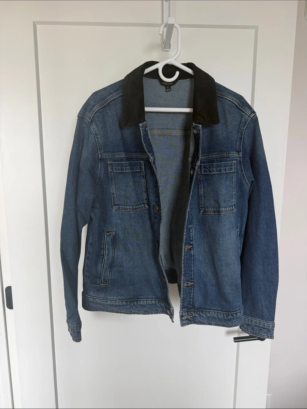 Men's Denim Jacket with Corduroy Collar